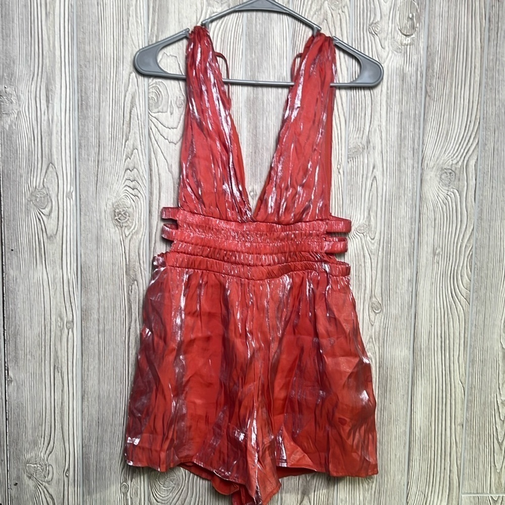 Women’s Sexy Shiny Pink Romper Size Xl